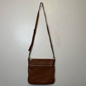 Michael Kors Tan Riley Small Pebbled Leather Crossbody Purse